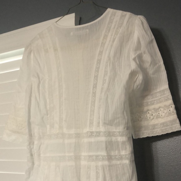 Reformation Oxford Sheer Lace Short Sleeve Button Front Maxi Dress in White - Picture 15 of 15